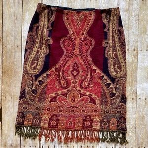 Canvasbacks tapestry fringe red/black/gold skirt